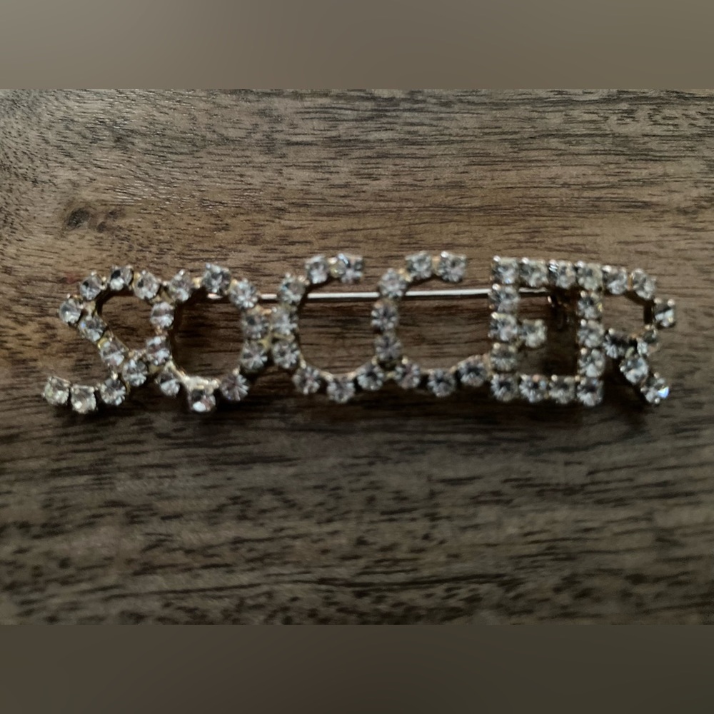Rhinestone Soccer Brooch